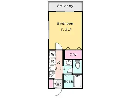 ジェイグロッサム(1K/2階)の間取り写真