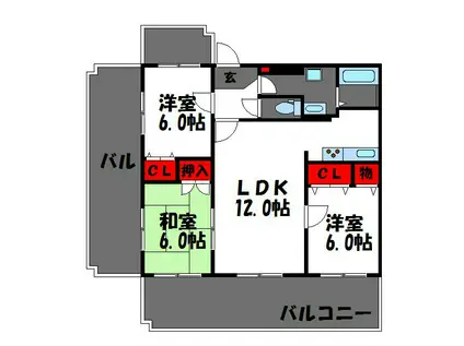 ジュネス下原(3LDK/2階)の間取り写真