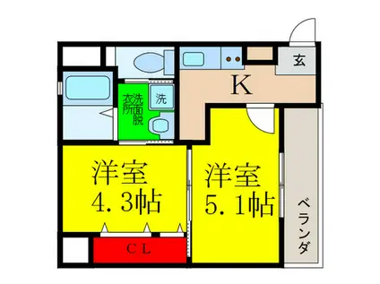 NAVI3(2K/4階)の間取り写真