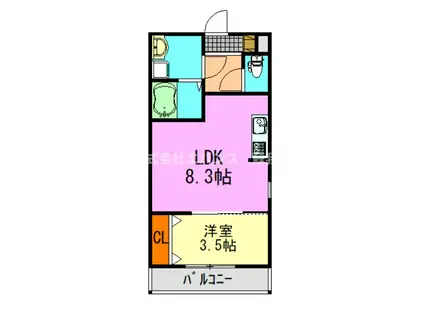 ジーメゾン千葉出洲港ラビアン(1LDK/2階)の間取り写真