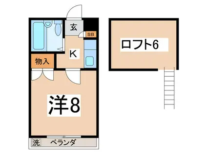 メープルハウスサンリバー(1K/2階)の間取り写真