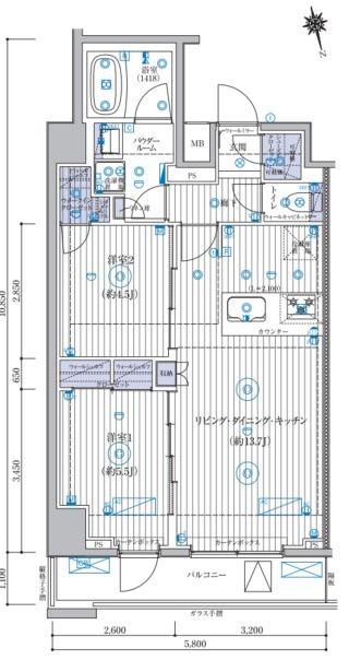 MAXIV CROS 高島平 MIRAIS(2LDK/8階)の間取り写真