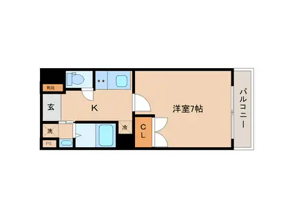 ピュアステージ八幡(1K/2階)の間取り写真