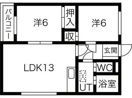 ハイグレード27(2LDK/3階)の間取り写真