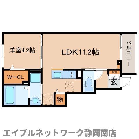 ヒカルサ焼津塩津ウエスト(1LDK/1階)の間取り写真