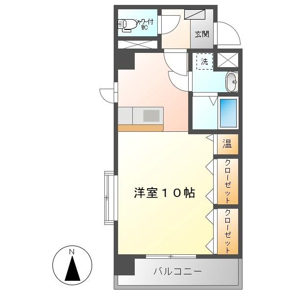 シティドエル(1DK/2階)の間取り写真