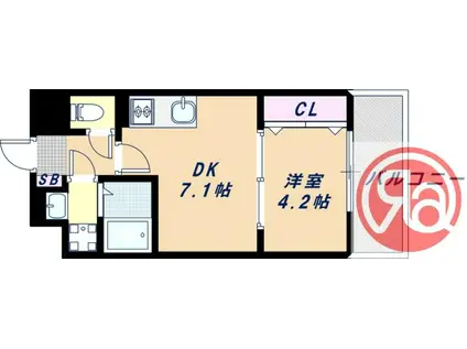 プレミアフェニックス(1DK/2階)の間取り写真