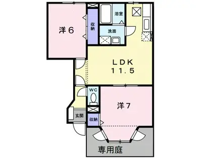 ツインシャトーB棟(2LDK/1階)の間取り写真