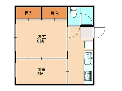 クローバーハウス(2DK/2階)の間取り写真