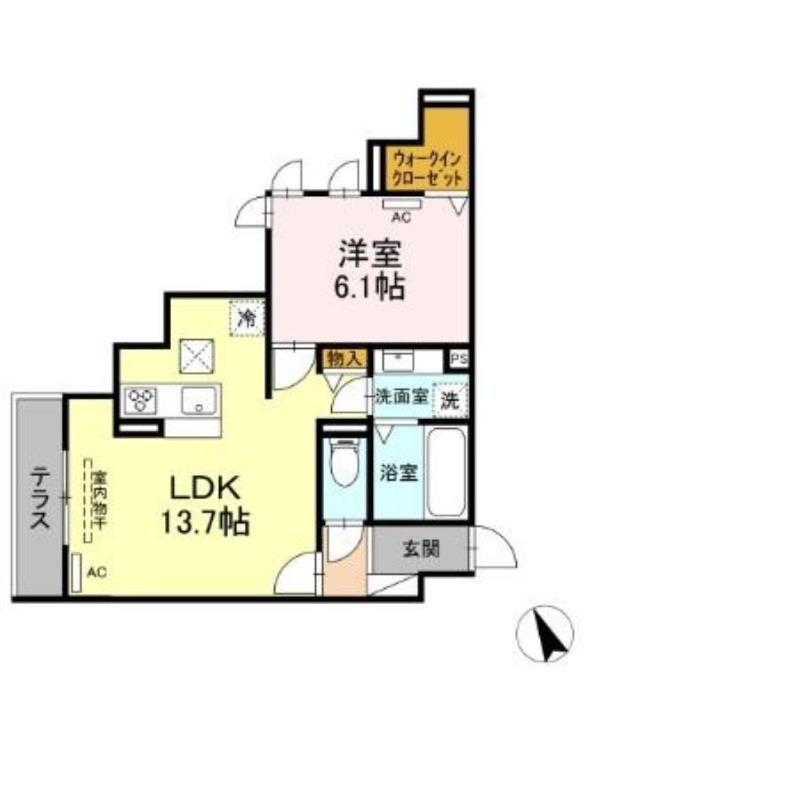 POTEAU DU 南屋敷(1LDK/3階)の間取り写真