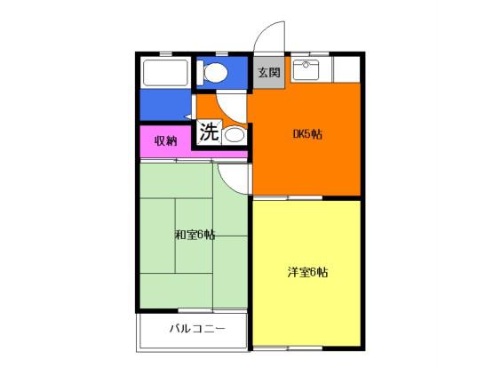 メイプルよりずみB(2DK/2階)の間取り写真
