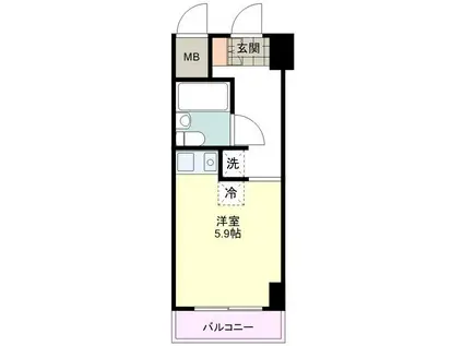 ライオンズマンション八王子第2(ワンルーム/3階)の間取り写真