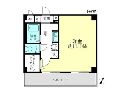 ロジュマン(1K/4階)の間取り写真