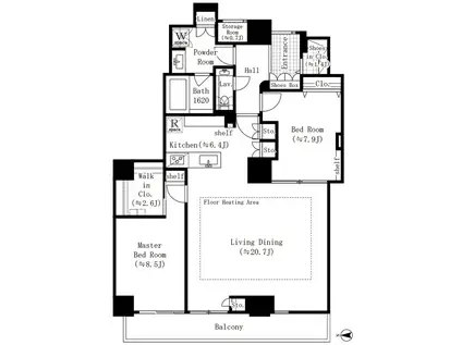 恵比寿ガーデンテラス弐番館(2LDK/4階)の間取り写真