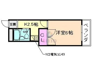 ドゥエリングハウス刀根山(1K/1階)の間取り写真