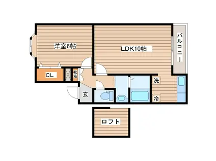 キャステール砂押I(1LDK/2階)の間取り写真