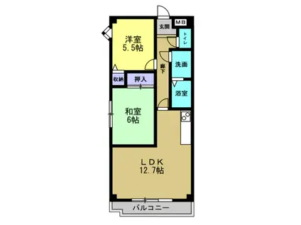 ラ・メイユール(2LDK/3階)の間取り写真