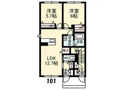 ベイローレル I棟(2LDK/1階)の間取り写真