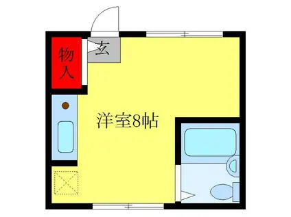 新HIM(ワンルーム/2階)の間取り写真