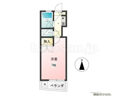 スカイコート7(1K/2階)の間取り写真