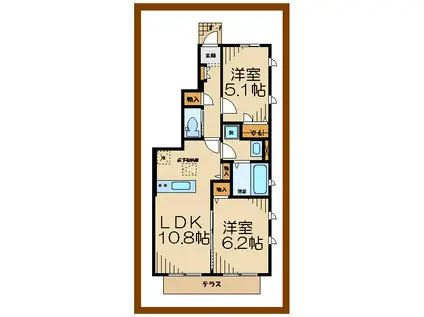 サニーコート武蔵野(2LDK/1階)の間取り写真