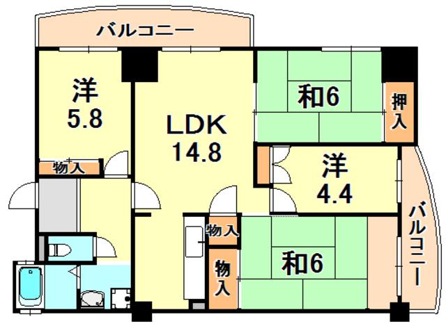 シティハイツ舞子(4LDK/6階)の間取り写真