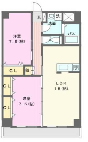 MP X番館(2LDK/3階)の間取り写真