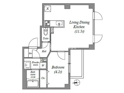 GMTENJIMBASHI(1LDK/2階)の間取り写真