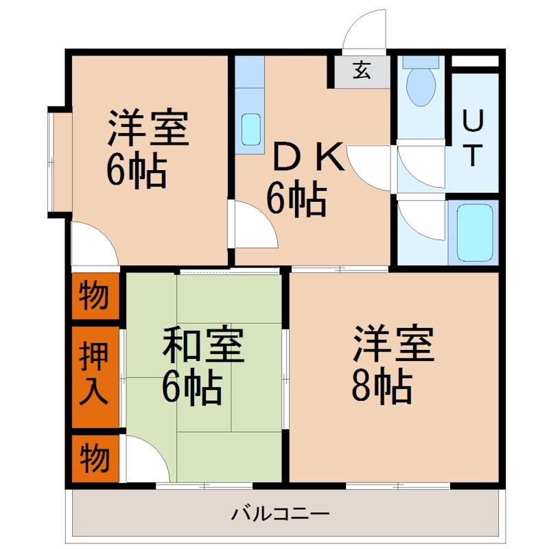 ロワールレジデンス6番館(3DK/3階)の間取り写真