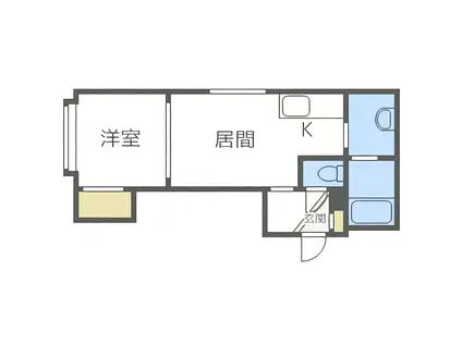 BARRY豊平公園(1DK/2階)の間取り写真