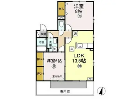 リージャ・パレ(2LDK/1階)の間取り写真