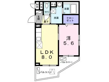 ALIVIO(1LDK/1階)の間取り写真