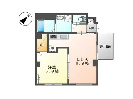 フレンテ鵜の木(1LDK/1階)の間取り写真