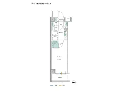 ガリシア本所吾妻橋サウス(1K/7階)の間取り写真
