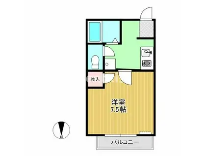 パームコート(1K/2階)の間取り写真
