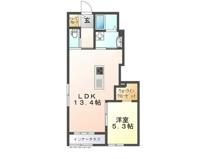 ショー・ハエマンティア(1LDK/1階)の間取り写真