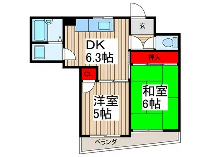 メゾントリノ(2DK/3階)の間取り写真