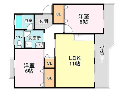 ハイツ湖国産業(2LDK/2階)の間取り写真