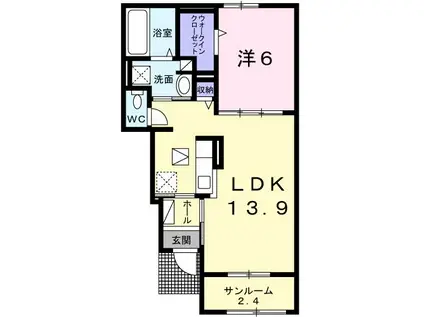 トムトック VI(1LDK/1階)の間取り写真