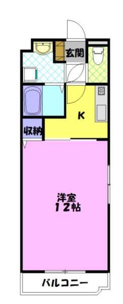 フォレストY&M雀宮B棟(1K/3階)の間取り写真