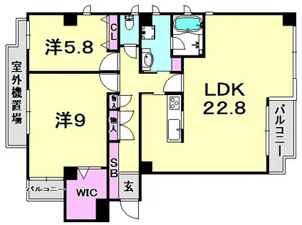 カンタベリーハウス西宮(2LDK/4階)の間取り写真