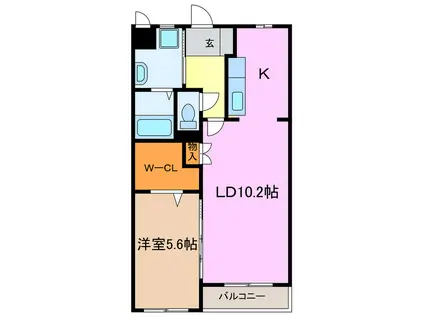 ベルメゾン(1LDK/2階)の間取り写真