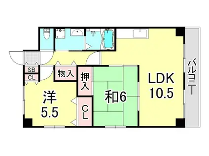 パレス野田(2LDK/1階)の間取り写真