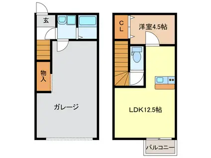 270ガレージ(1LDK/1階)の間取り写真