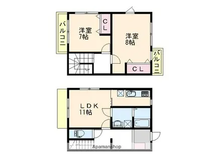 テルピンハウス油山(2LDK/2階)の間取り写真