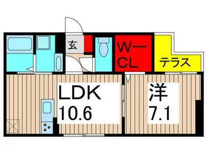 セレスティア大谷田II(1LDK/1階)の間取り写真