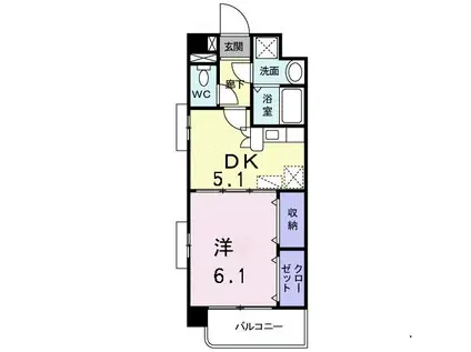 アベンシスつつじヶ丘(1DK/4階)の間取り写真