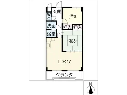 オークス向が丘(2LDK/3階)の間取り写真