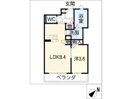 フローラ(1LDK/3階)の間取り写真