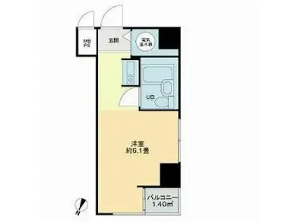 ライオンズマンション麻布(ワンルーム/6階)の間取り写真